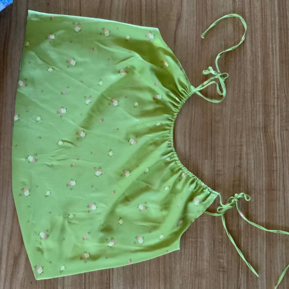 Silky Tie Strap Micro Floral Top